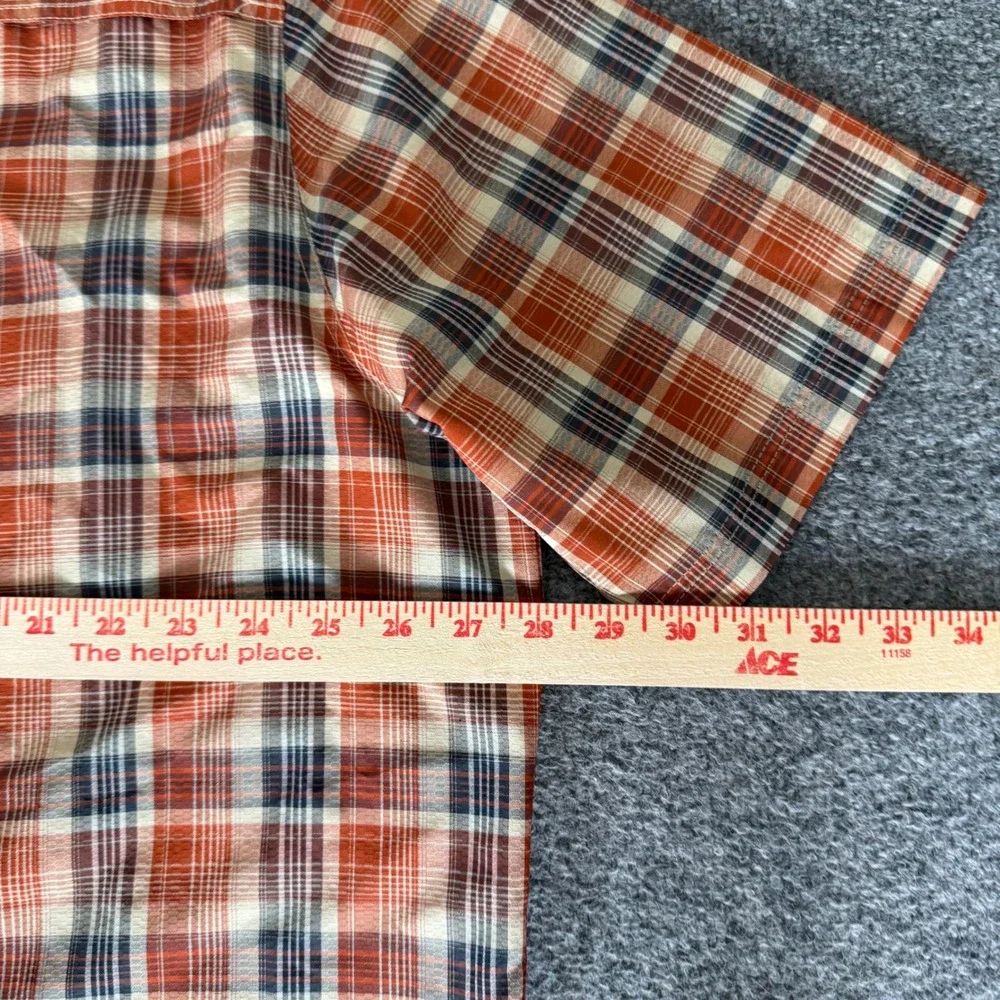 Croft & Barrow Mens XXLT Orange Plaid Quick Dry Short Sleeve Button Down Shirt